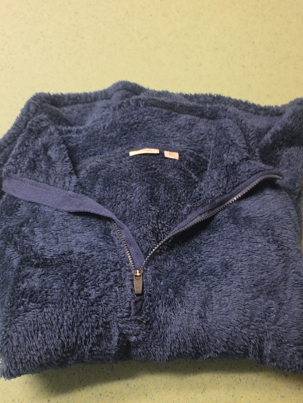 L.L. Bean Women's Navy Plush Half-Zip Cowl Sweater